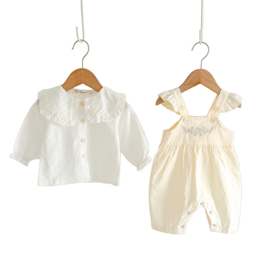 Baby Girl's Loose Adjustable Suspender Romper