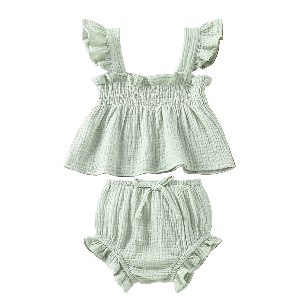 Girls' Solid Color Sling Top Hot Pants Suit