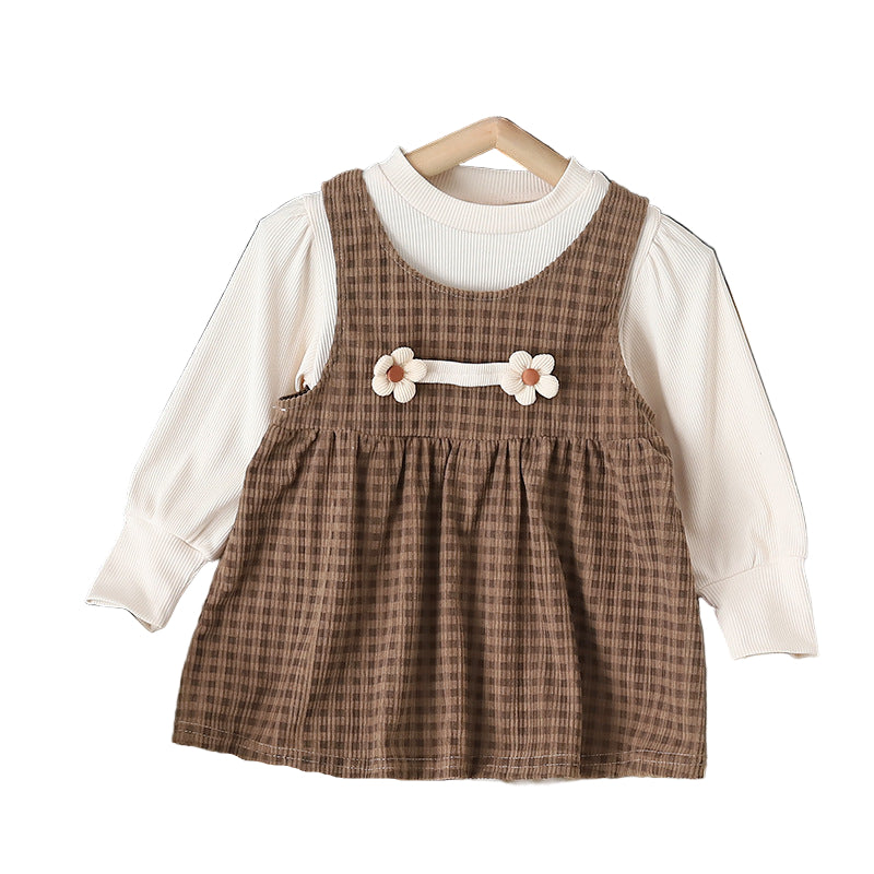 Baby Girl Round-neck Long-sleeved Dress Suit