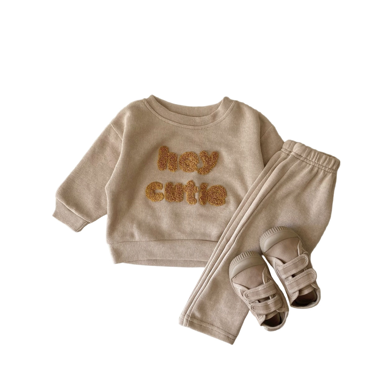 Spring And Autumn Newborn Alphabet Embroidery Baby Long Sleeve Two-piece Suit